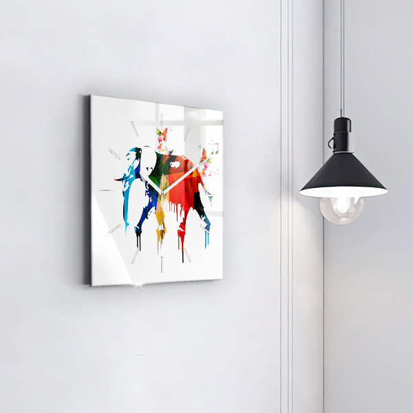 Reloj de pared cuadrado Elefante pintado de colores