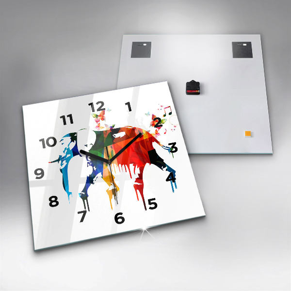 Reloj de pared cuadrado Elefante pintado de colores