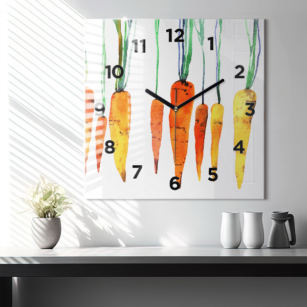 Reloj cuadrado Ilustración de zanahorias