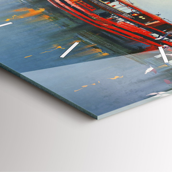 Reloj cuadrado Barco de pesca en el puerto