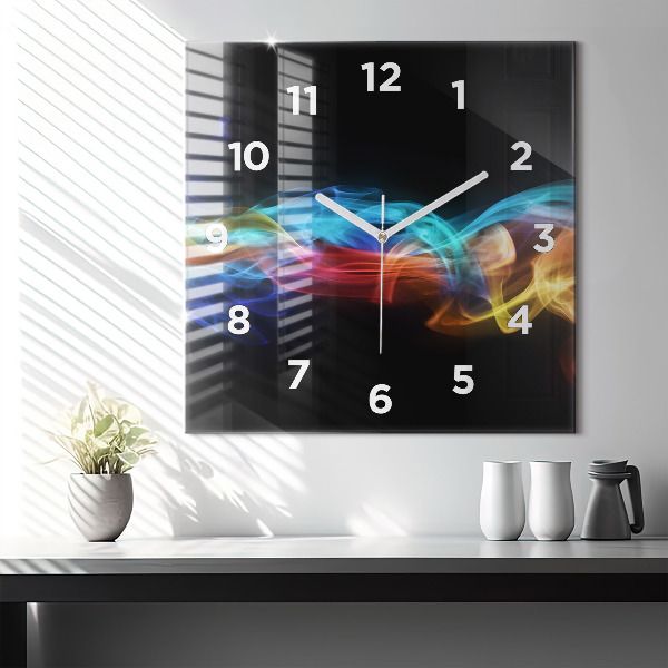 Reloj de pared cuadrado Líneas abstractas de colores