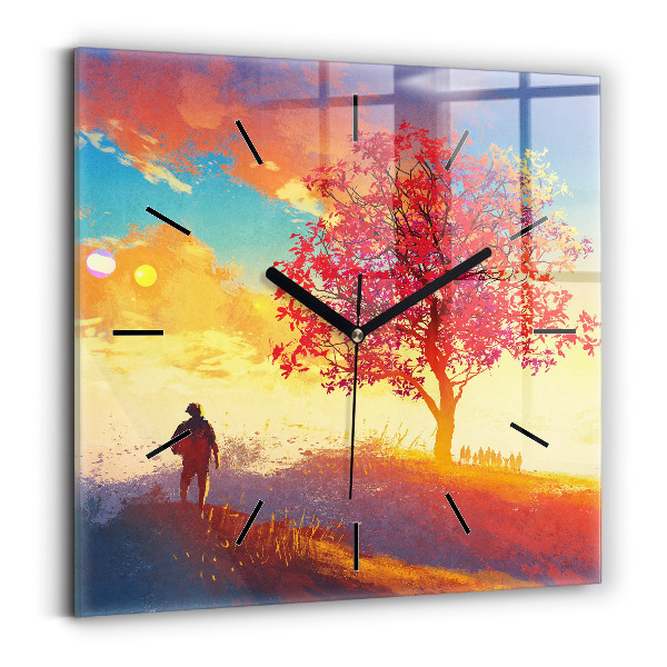 Reloj de pared cuadrado Paisaje otoñal