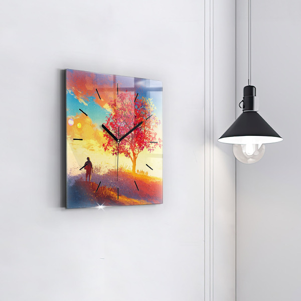 Reloj de pared cuadrado Paisaje otoñal