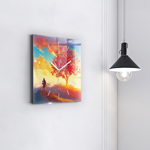 Reloj de pared cuadrado Paisaje otoñal