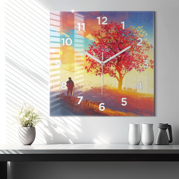 Reloj de pared cuadrado Paisaje otoñal