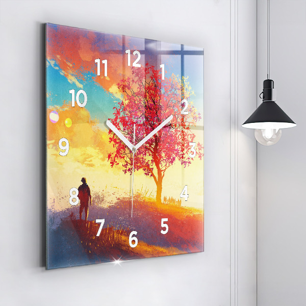 Reloj de pared cuadrado Paisaje otoñal