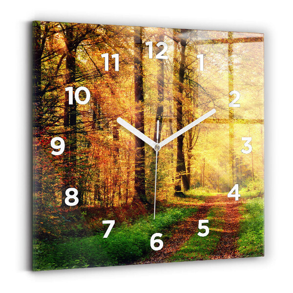 Reloj cuadrado Paisaje de bosque otoñal