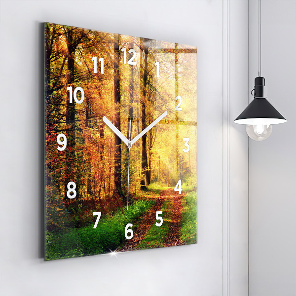 Reloj cuadrado Paisaje de bosque otoñal