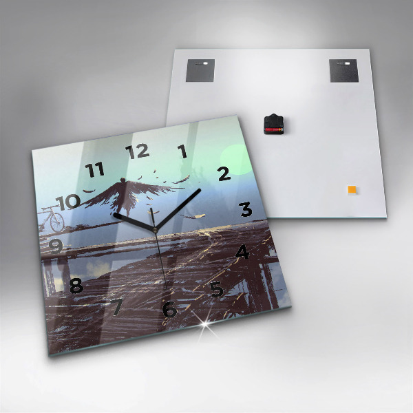 Reloj de pared cuadrado Ángel en bicicleta