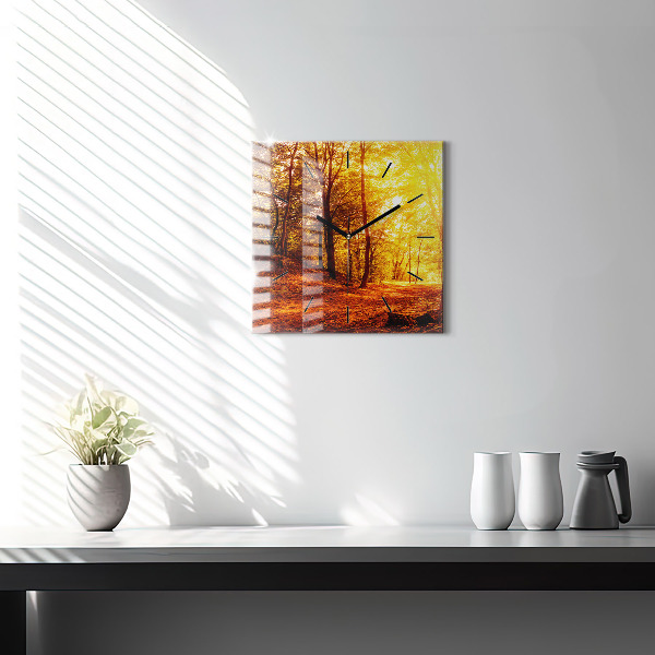 Reloj de pared cuadrado Paisaje forestal al sol