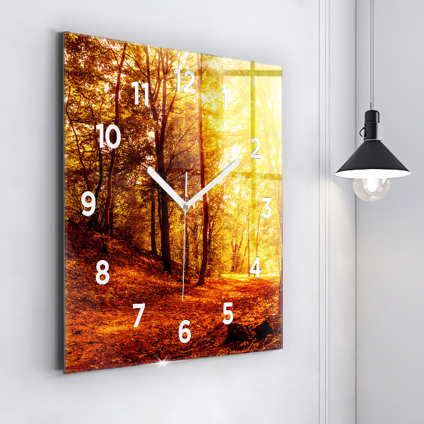 Reloj de pared cuadrado Paisaje forestal al sol
