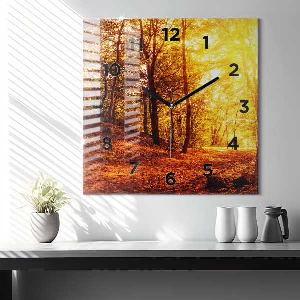 Reloj de pared cuadrado Paisaje forestal al sol