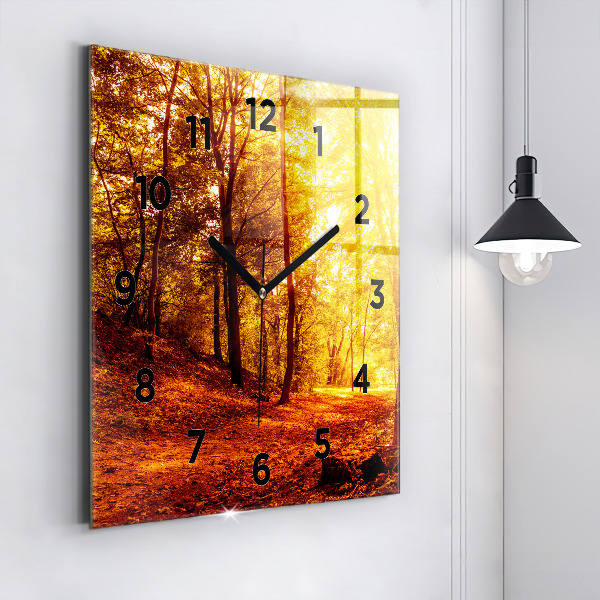 Reloj de pared cuadrado Paisaje forestal al sol