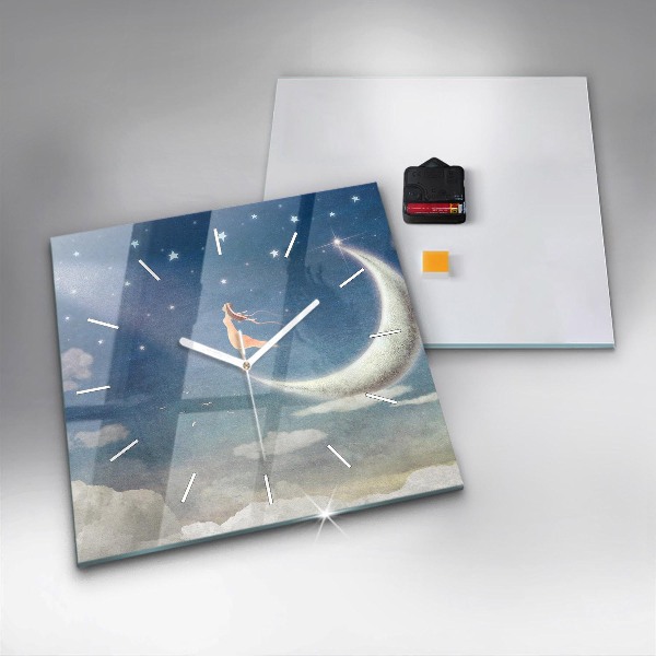 Reloj cuadrado Chica en la luna