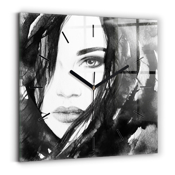 Reloj cuadrado Retrato de mujer acuarela