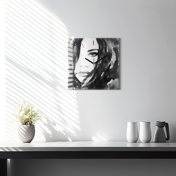 Reloj cuadrado Retrato de mujer acuarela