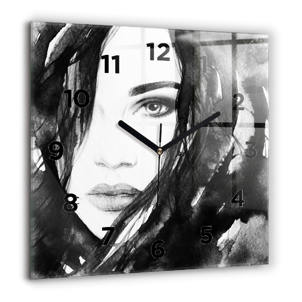 Reloj cuadrado Retrato de mujer acuarela