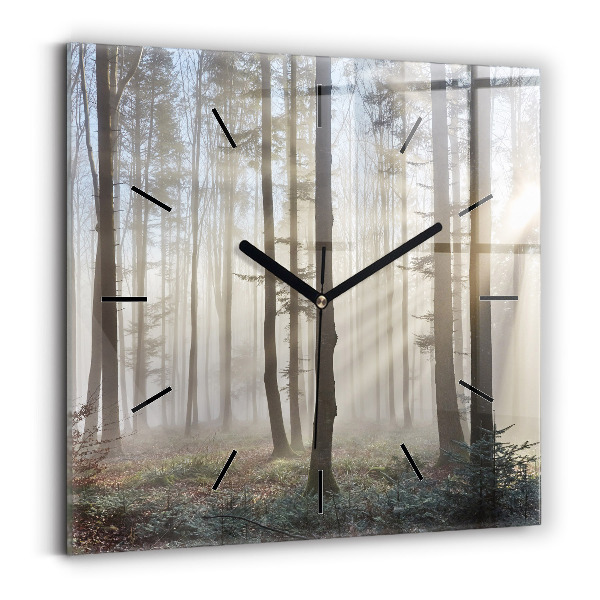 Reloj de pared cuadrado Bosque en niebla