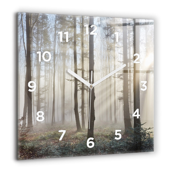 Reloj de pared cuadrado Bosque en niebla
