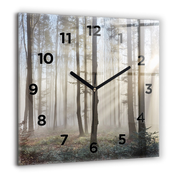 Reloj de pared cuadrado Bosque en niebla