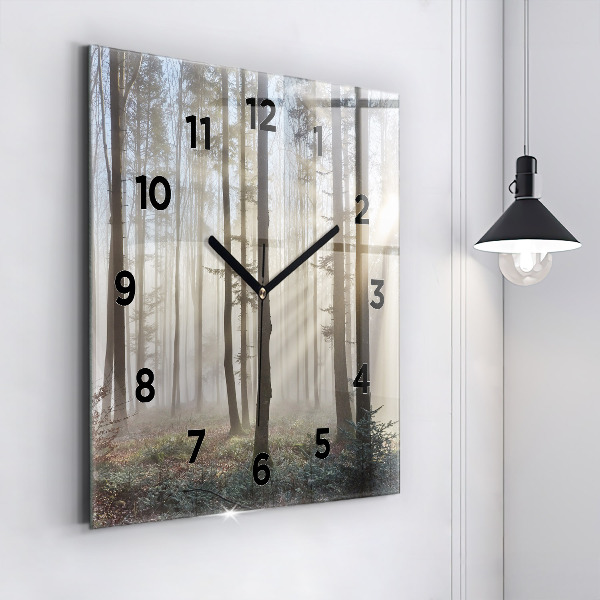 Reloj de pared cuadrado Bosque en niebla