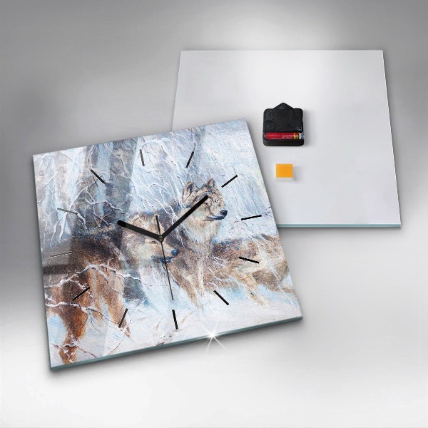 Reloj cuadrado Lobos en el bosque