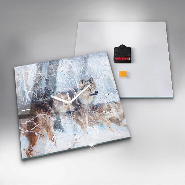 Reloj cuadrado Lobos en el bosque