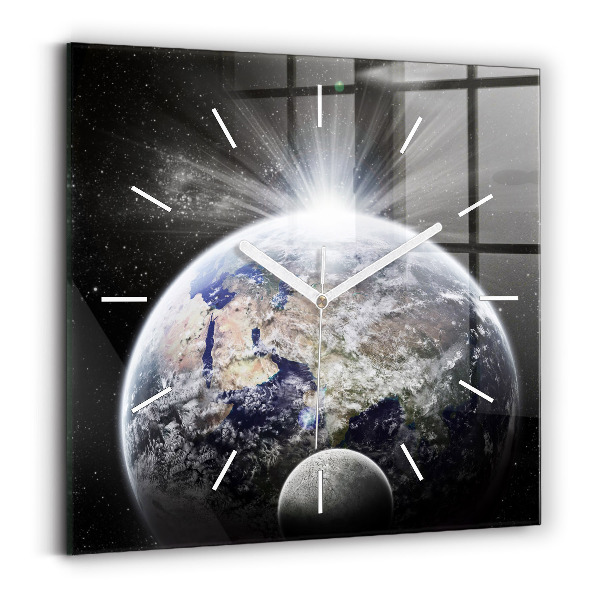 Reloj cuadrado Tierra Luna Sol