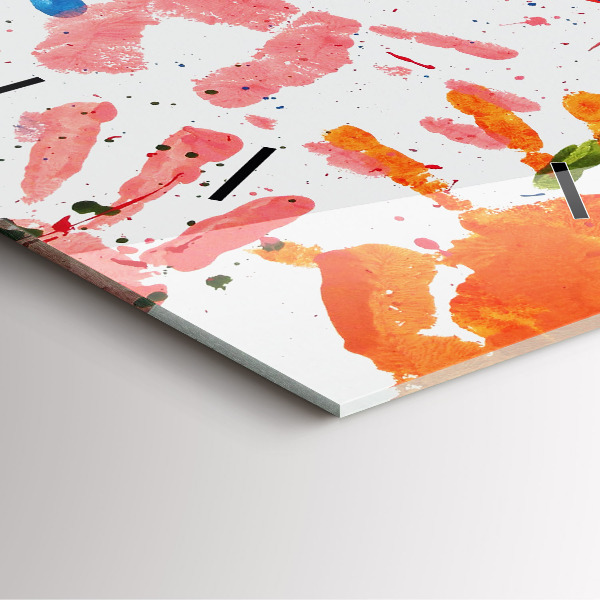 Reloj de pared cuadrado Huellas de manos de niños