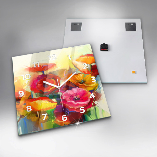 Reloj cuadrado Amapolas de colores