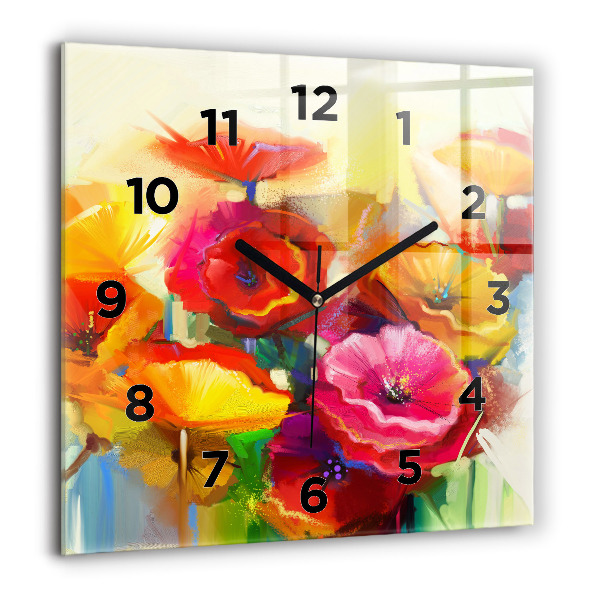 Reloj cuadrado Amapolas de colores
