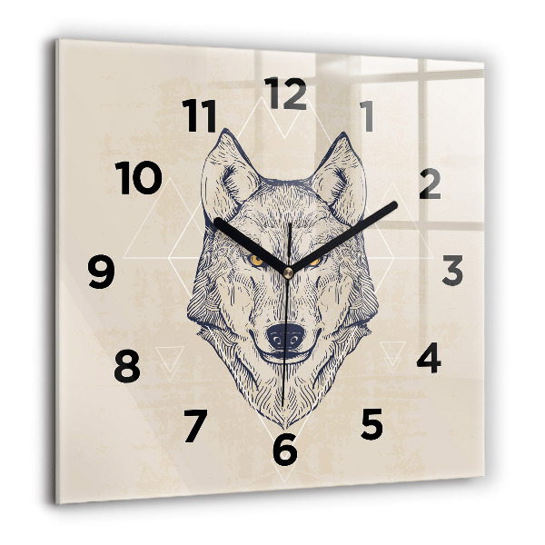Reloj de pared cuadrado Cabeza de lobo