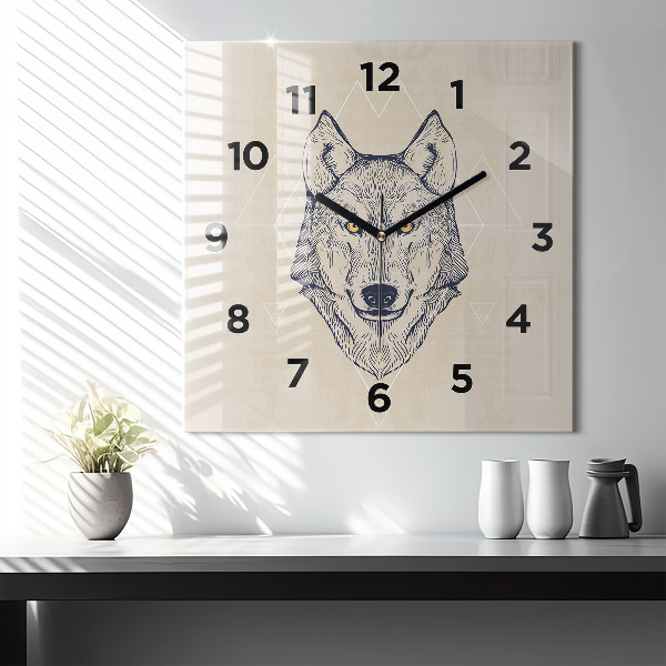 Reloj de pared cuadrado Cabeza de lobo
