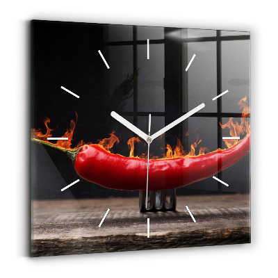 Reloj de pared cuadrado Pimiento pepperoni