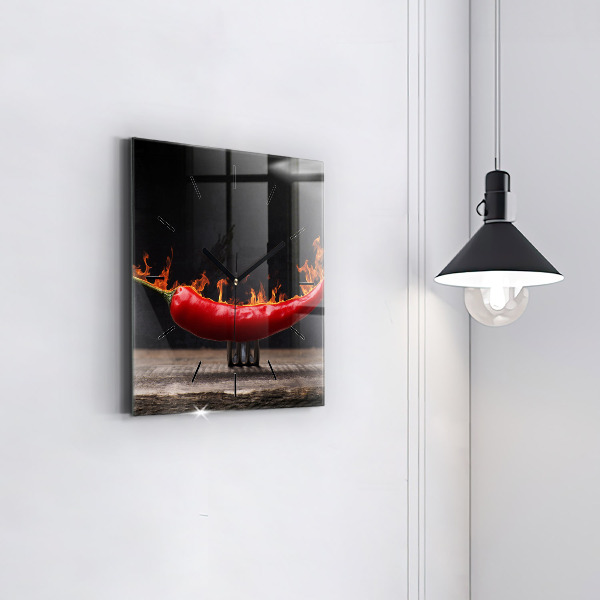 Reloj de pared cuadrado Pimiento pepperoni