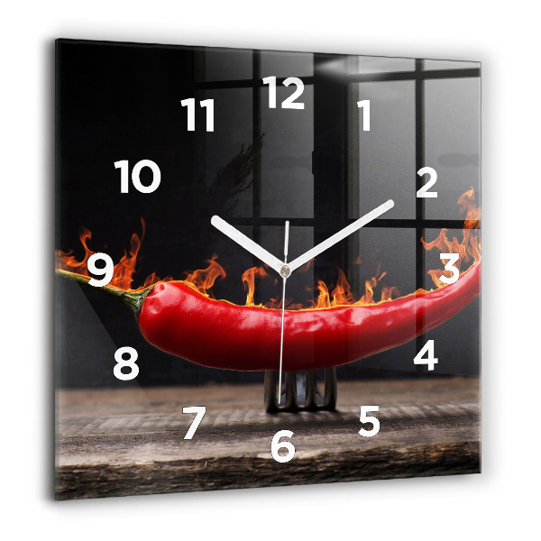 Reloj de pared cuadrado Pimiento pepperoni