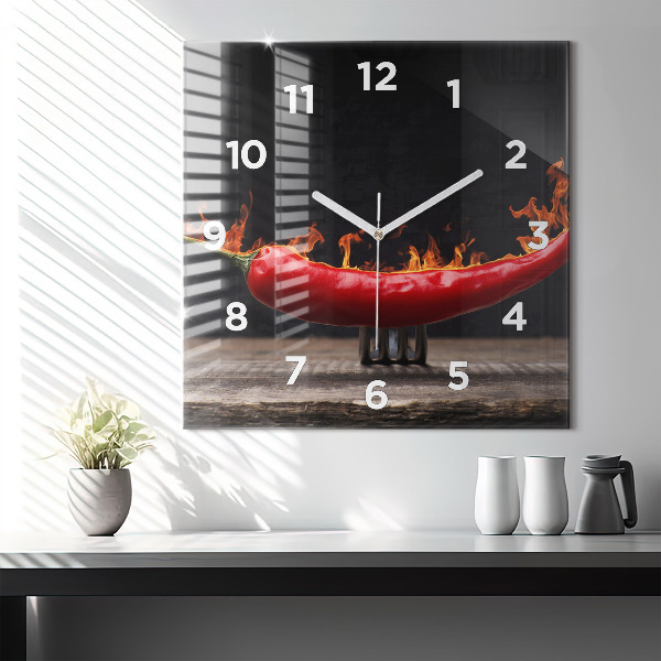 Reloj de pared cuadrado Pimiento pepperoni