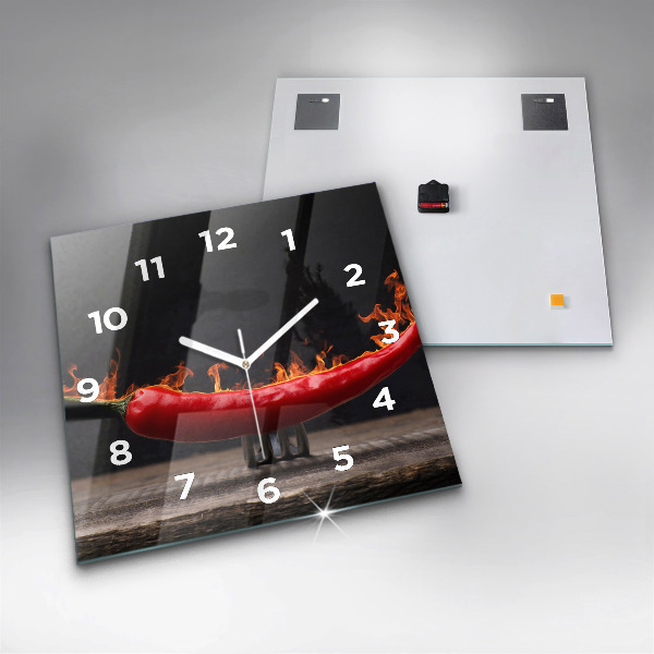 Reloj de pared cuadrado Pimiento pepperoni