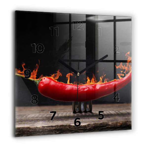 Reloj de pared cuadrado Pimiento pepperoni
