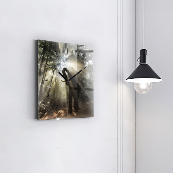 Reloj de pared cuadrado Elefante en la jungla