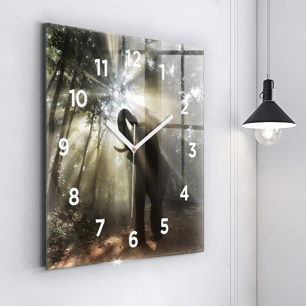 Reloj de pared cuadrado Elefante en la jungla