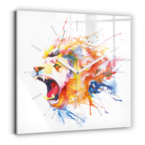 Reloj de pared cuadrado León - acuarela