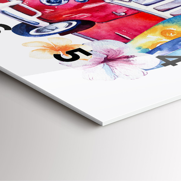 Reloj de pared cuadrado Coche y cartel Surf