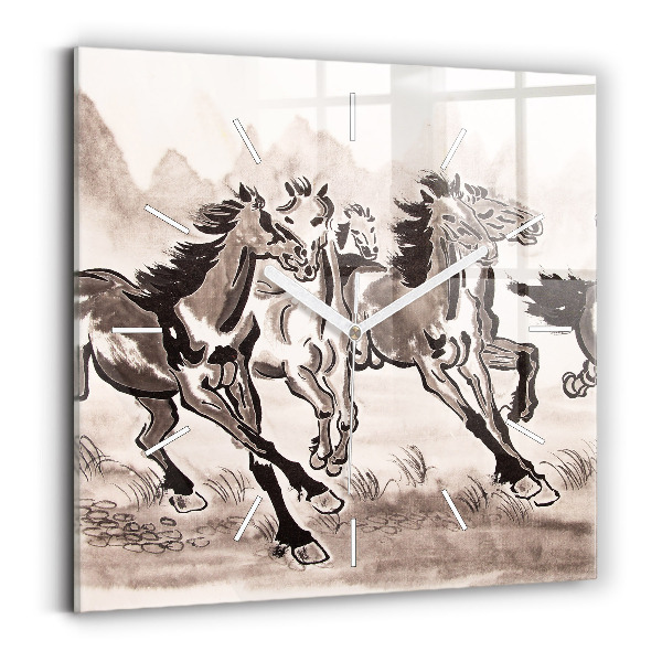 Reloj de pared cuadrado Caballos al galope