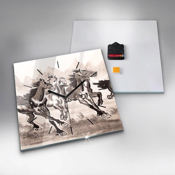 Reloj de pared cuadrado Caballos al galope