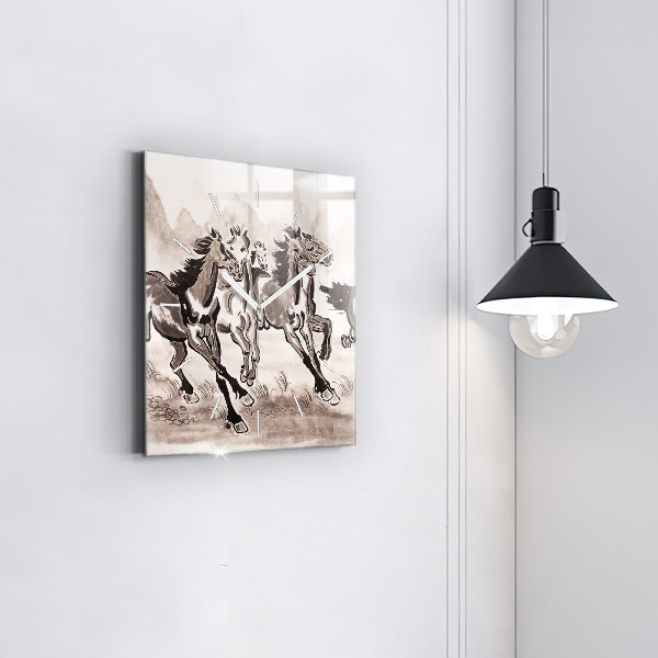 Reloj de pared cuadrado Caballos al galope