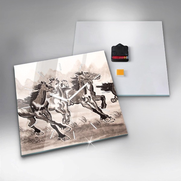 Reloj de pared cuadrado Caballos al galope