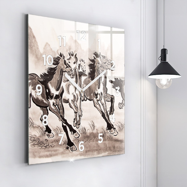 Reloj de pared cuadrado Caballos al galope
