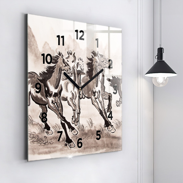 Reloj de pared cuadrado Caballos al galope