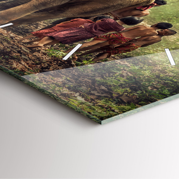 Reloj cuadrado Niños guiando a un elefante